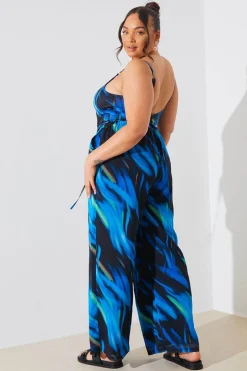Abstract Print Chiffon Co-Ord Wide Leg Trousers