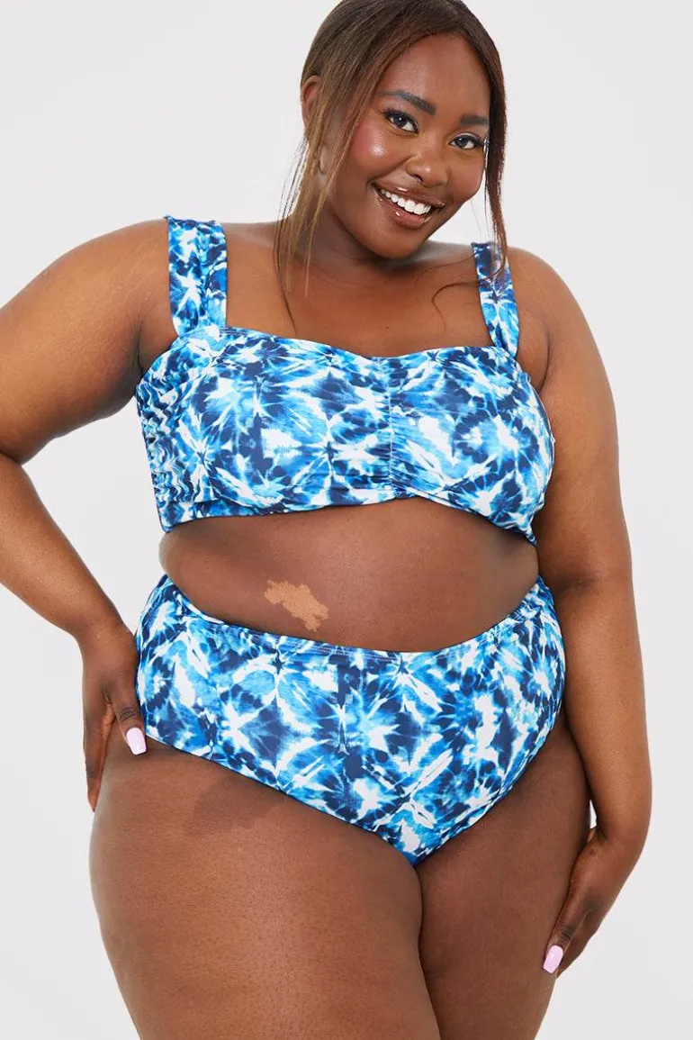 Abstract Print High Waisted Bikini Bottoms
