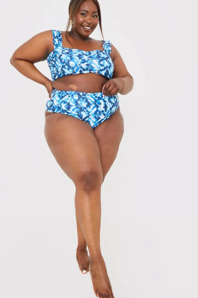 Abstract Print High Waisted Bikini Bottoms