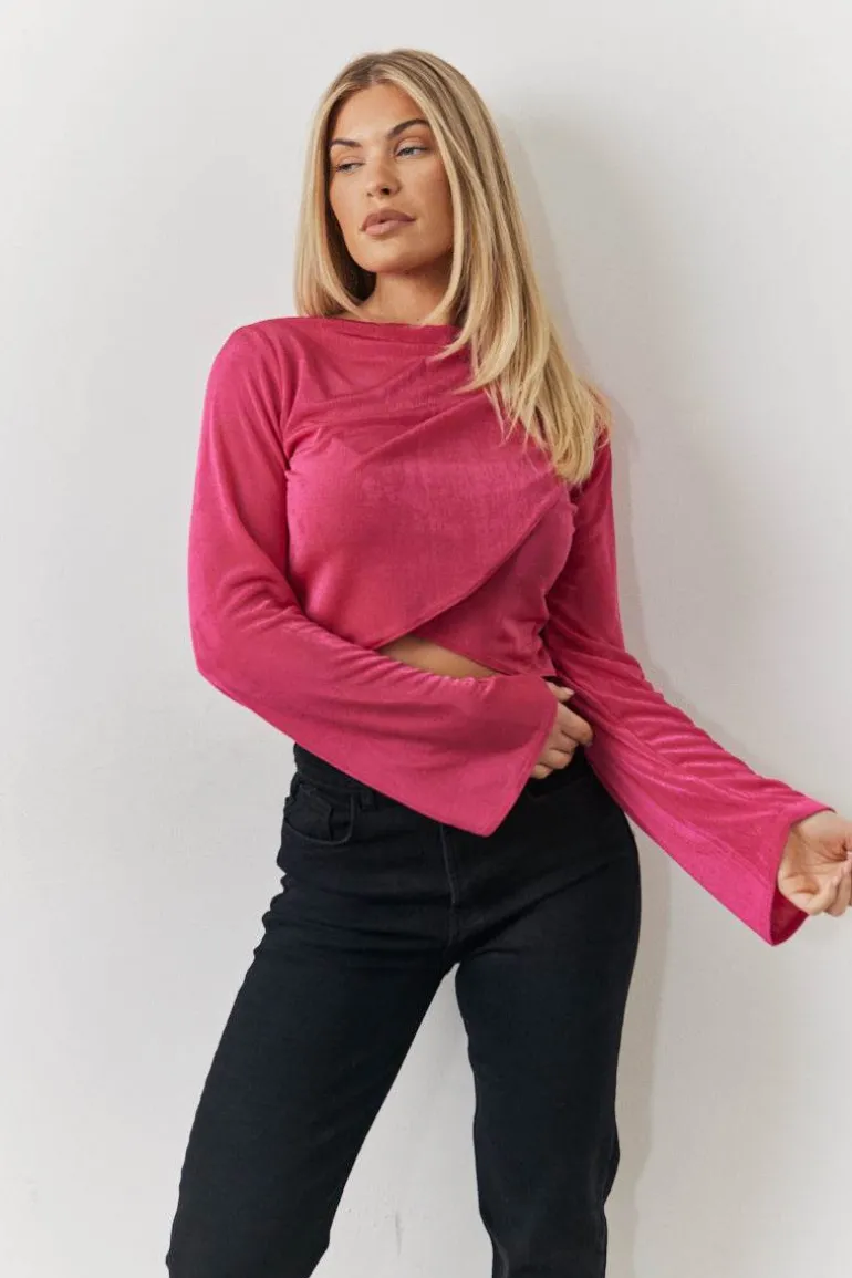 Acetate Slinky Co-Ord Wrap Crop Top