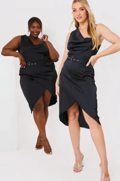 Asymmetric Cowl Neck Dress