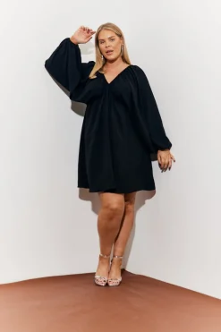 Balloon Sleeve Smock Mini Dress