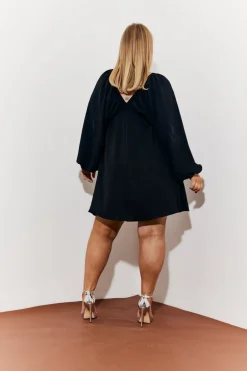 Balloon Sleeve Smock Mini Dress