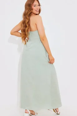 Bandeau Linen Look Midi Dress