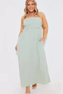 Bandeau Linen Look Midi Dress