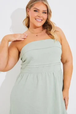 Bandeau Linen Look Midi Dress