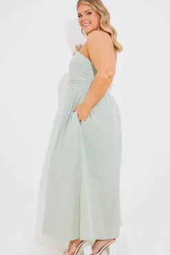 Bandeau Linen Look Midi Dress