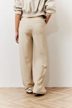 Beige Waistband Detail Tailored Trouser