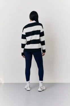 Black & White 90's Stripe Long Sleeve Rugby Shirt