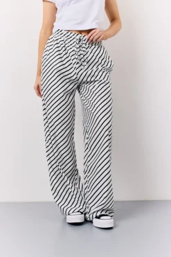 Black & White Striped Drawstring Trouser