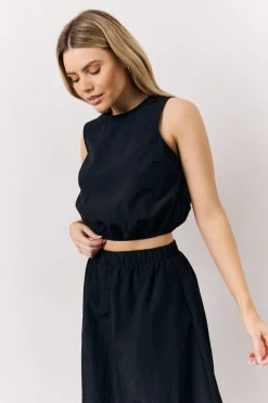 Black Balloon Co-Ord Crop Top