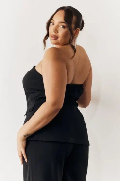 Black Bandeau Sweetheart Neckline Waistcoat