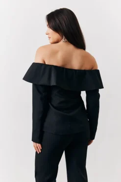 Black Bardot Button Through Blazer
