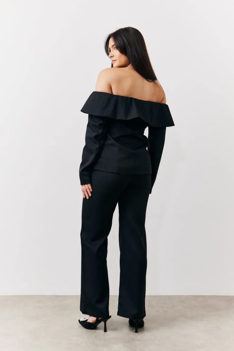 Black Bardot Button Through Blazer