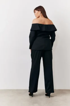 Black Bardot Button Through Blazer