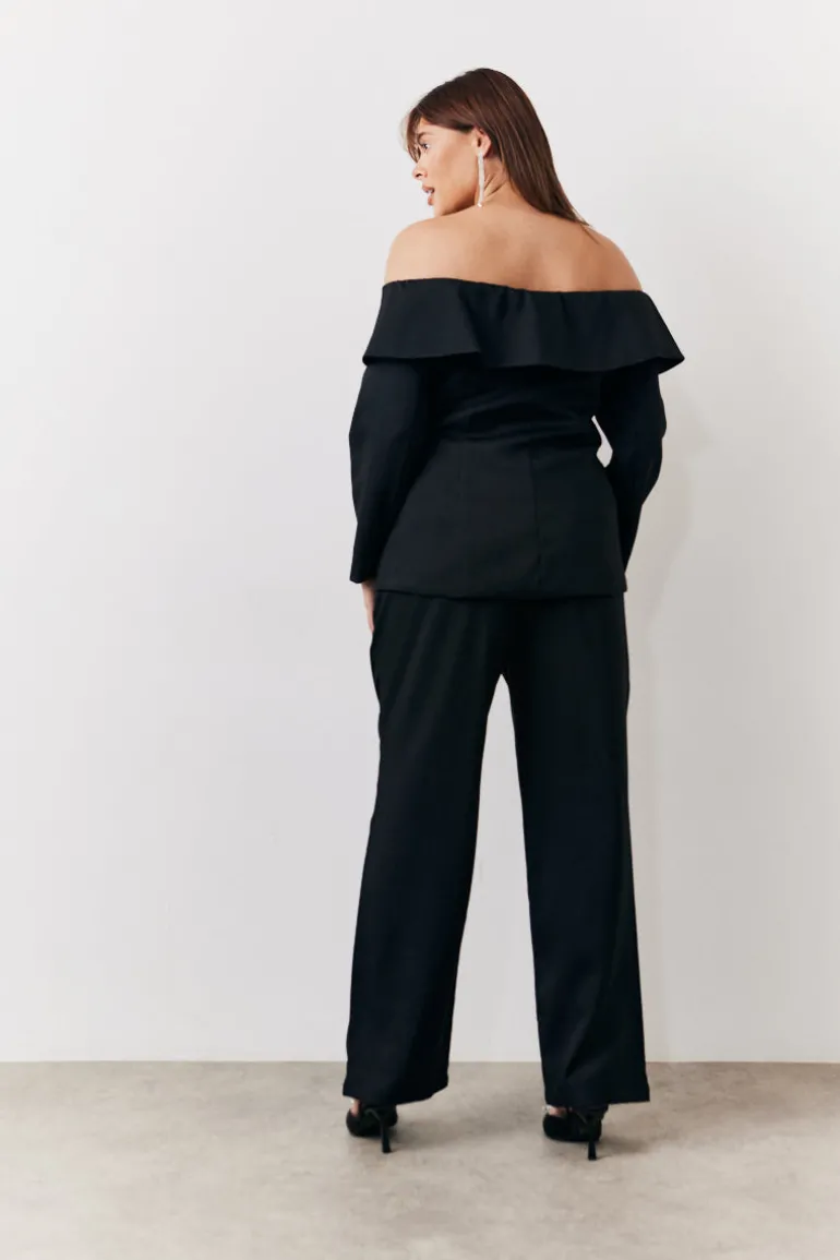 Black Bardot Button Through Blazer