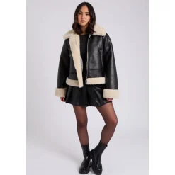 Black Cropped Bonded Jacket