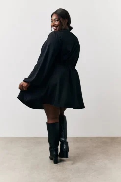 Black Drape Detail Mini Dress