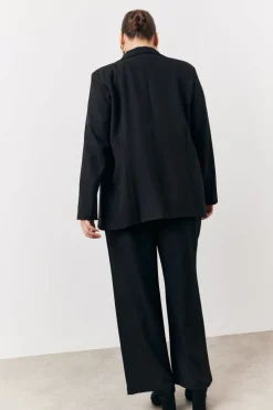 Black Elasticated Waist Wide Leg Trouser