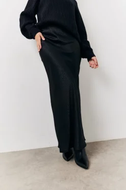 Black Jacquard Printed Slip Skirt