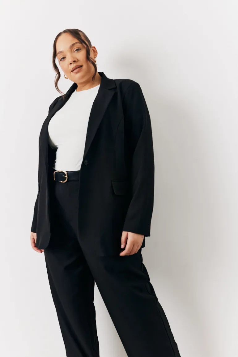 Black Relaxed Pocket Detail Blazer