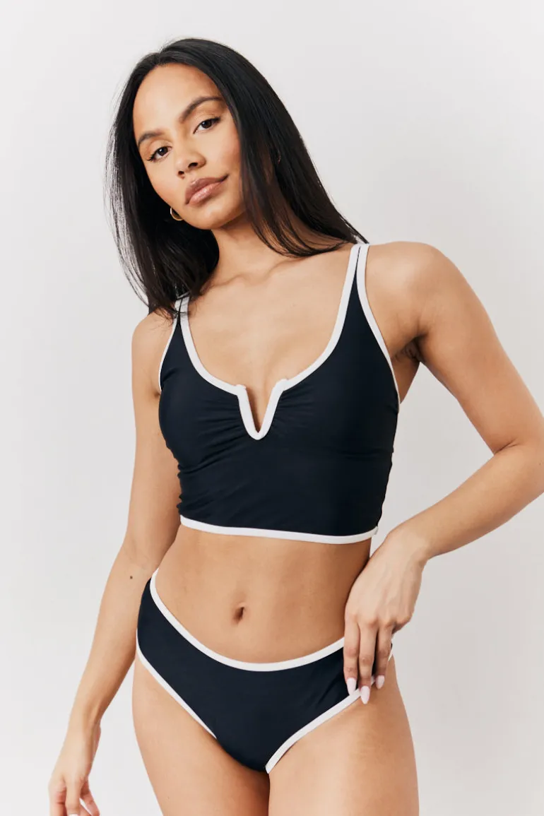 Black U Bar Swim Crop Top