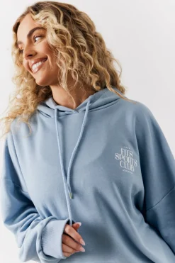 Blue Fits Sports Club Graphic Oversized Hoodie