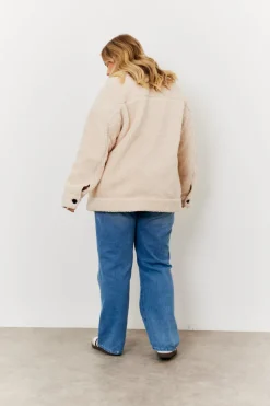 Borg Button Through Jacket with Pockets