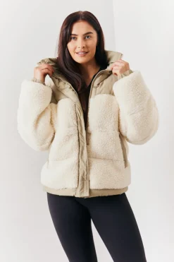 Borg Contrast Puffer Coat