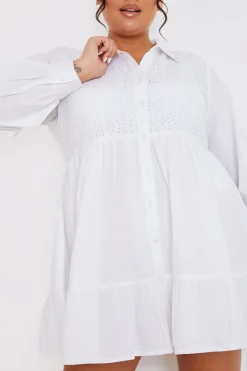 Broderie Tiered Shirt Dress