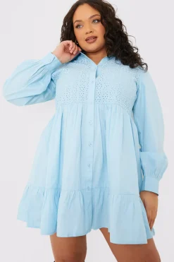 Broderie Tiered Shirt Dress