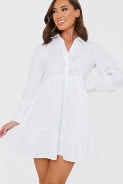 Broderie Tiered Shirt Dress