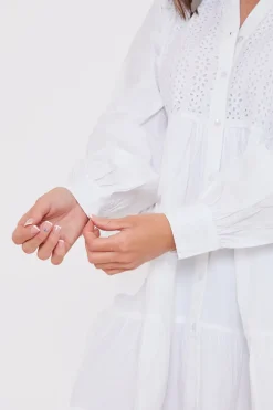 Broderie Tiered Shirt Dress