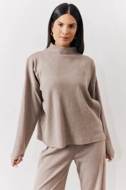 Brushed Rib High Neck Co Ord Top