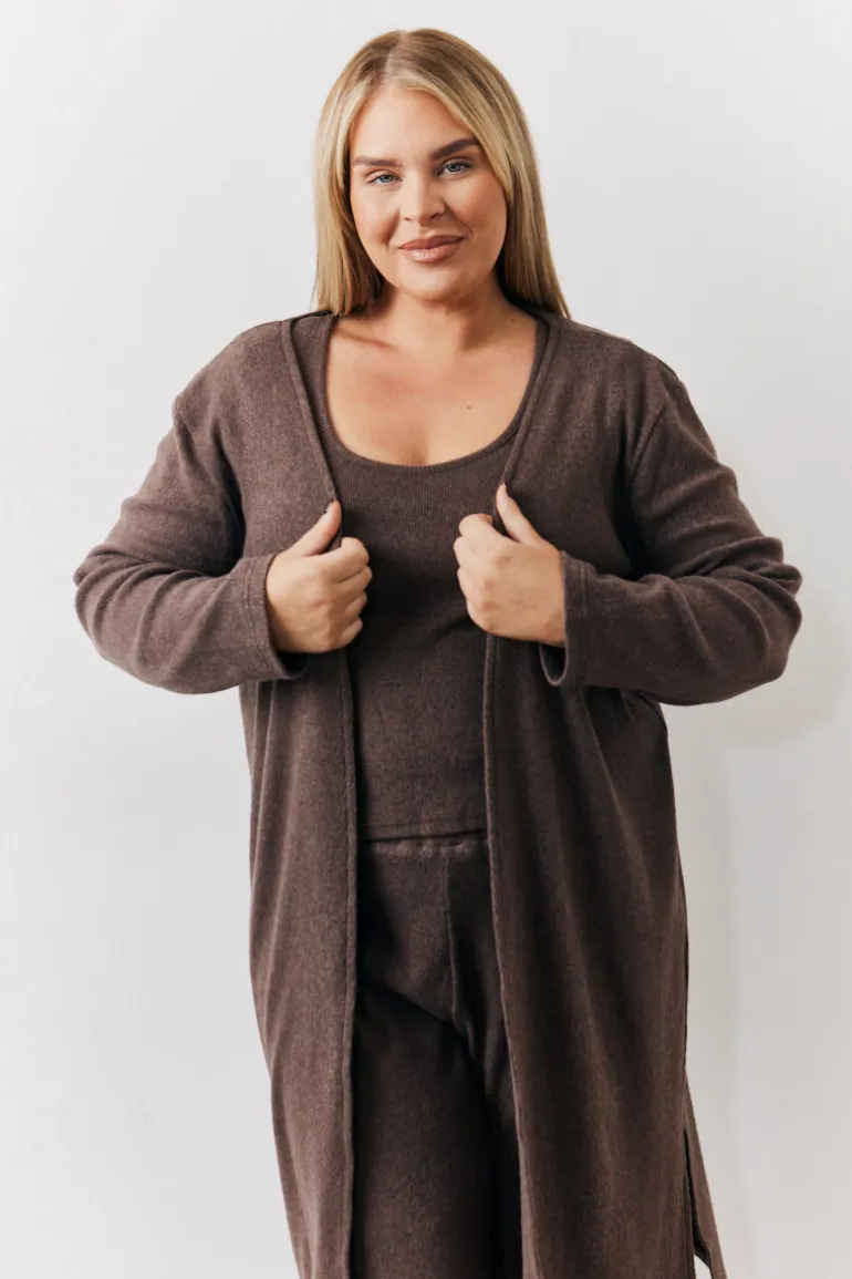 Brushed Rib Maxi Co Ord Cardigan