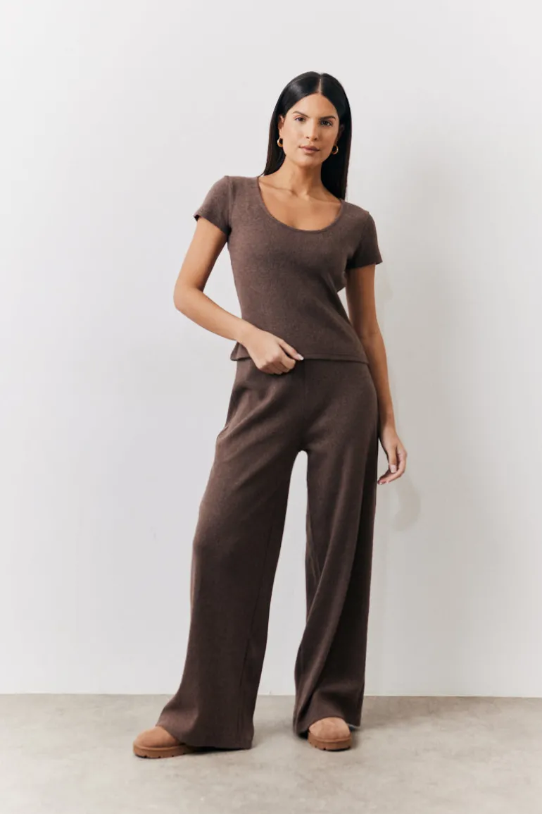 Brushed Rib Scoop Neck Co Ord Top