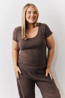 Brushed Rib Scoop Neck Co Ord Top