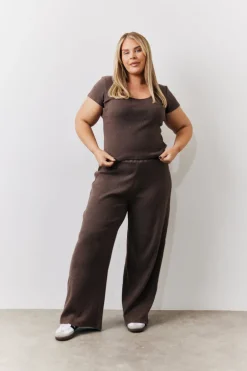 Brushed Rib Scoop Neck Co Ord Top