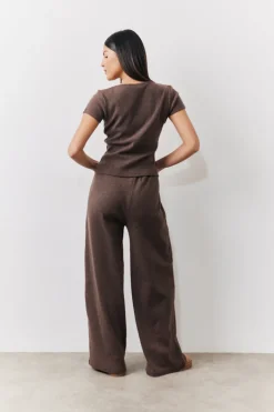 Brushed Rib Wide Leg Co Ord Trousers