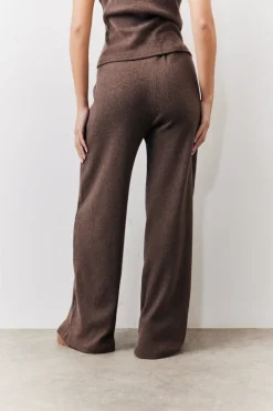 Brushed Rib Wide Leg Co Ord Trousers