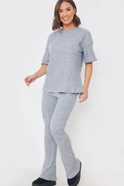 Brushed Rib Wide Leg Trousers