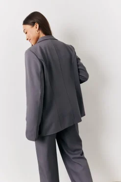 Charcoal Relaxed Pocket Detail Blazer