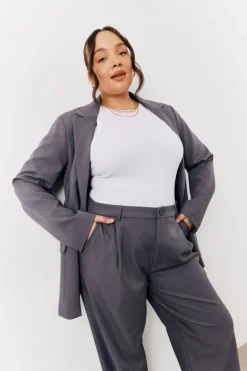 Charcoal Relaxed Pocket Detail Blazer