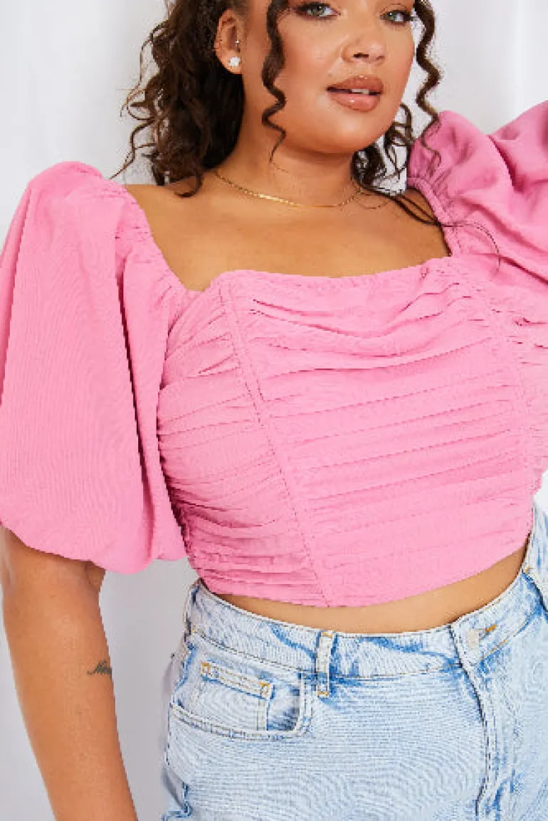 Chiffon Bandeau Balloon Sleeve Top