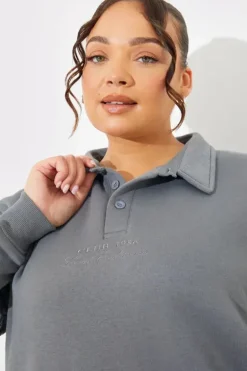Collared Button Up Jersey Sweatshirt