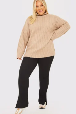 Compact Rib Split Hem Leggings