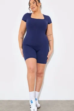 Contour Built-In Bra Short Sleeve Short Leg Square Neck Unitard