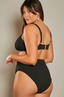 Contour Rib High Leg High Waisted Bikini Bottoms