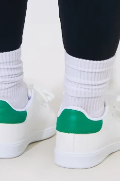 CONTRAST COLOUR HEEL LACE UP TRAINERS