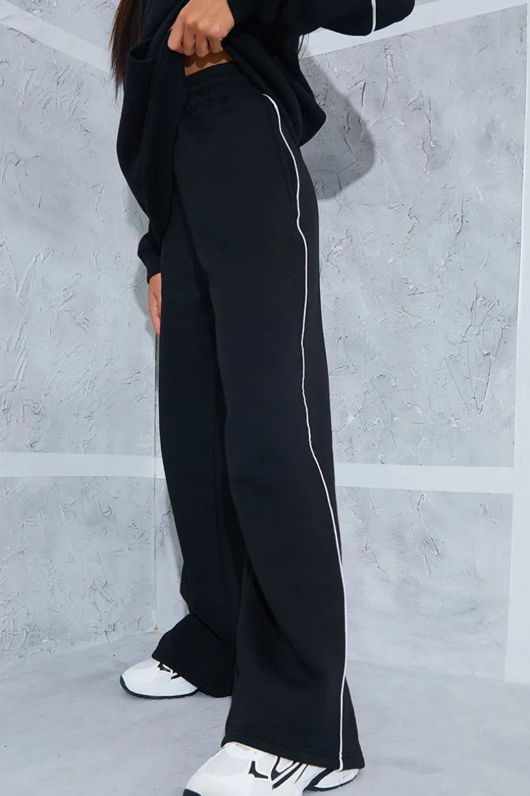 Contrast Piping Wide Leg Joggers